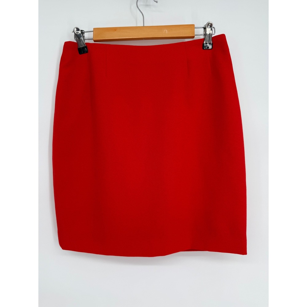 Kasper Womens Red Crepe Pencil Skirt Sz 4P Lined Back Vent Career Officecore